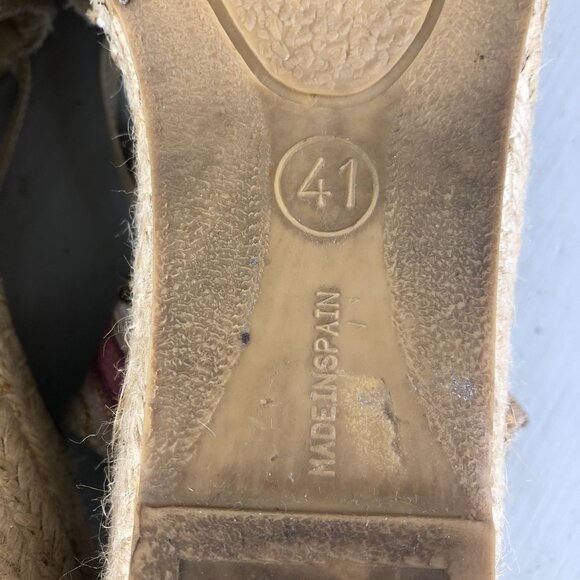Azura SPAIN Women's Size 41 Beige Gold Multi Closed Toe Espadrille Low Wedges - Picture 13 of 15